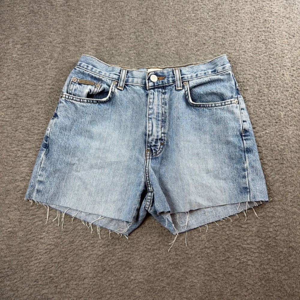 Calvin Klein Jeans Denim Shorts Women's 4 Light Blue High Rise Raw Hem‎ Cut Off